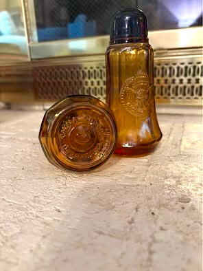 Amber glass salt & pepper shakers