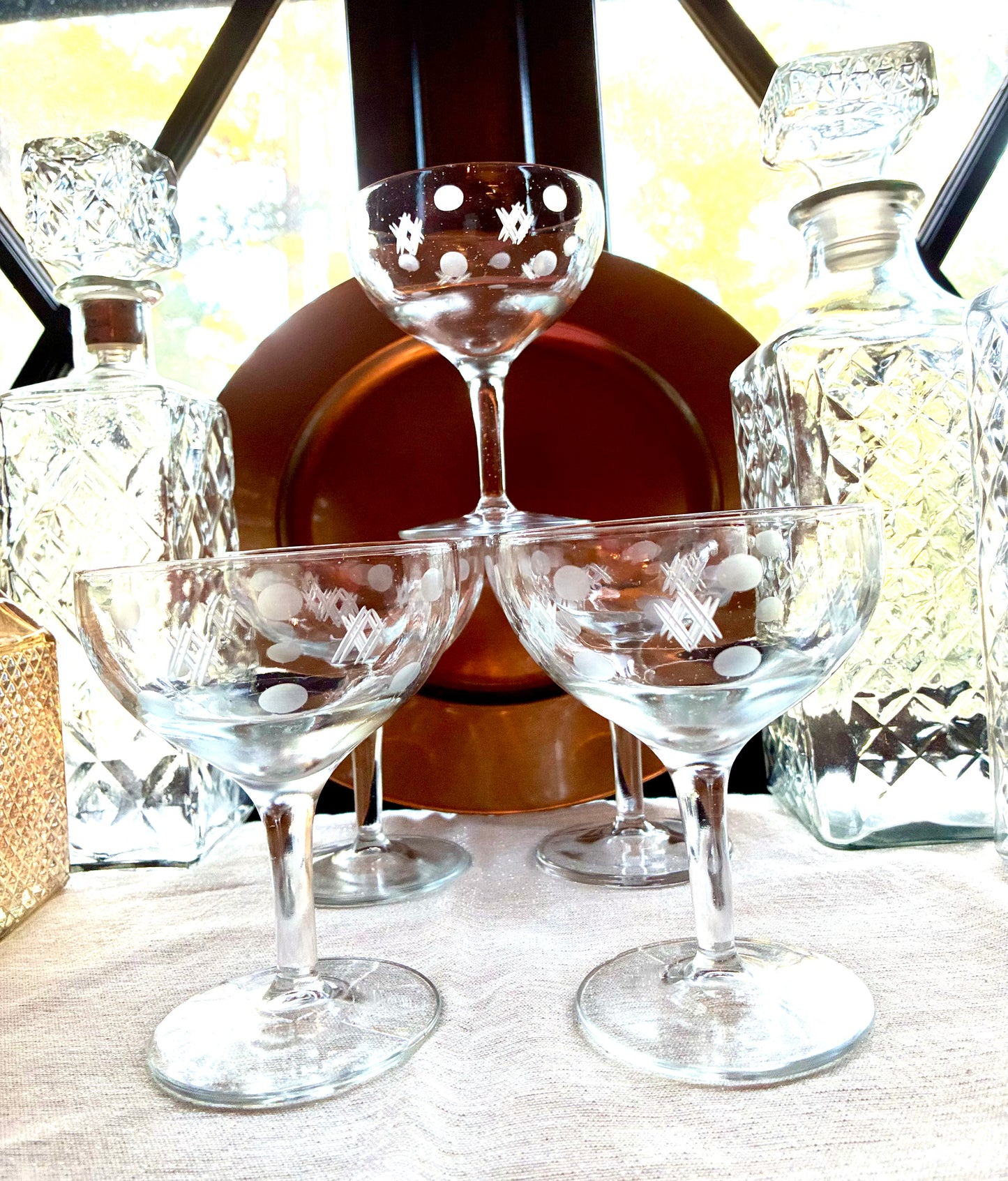 Antique champagne coupe glasses