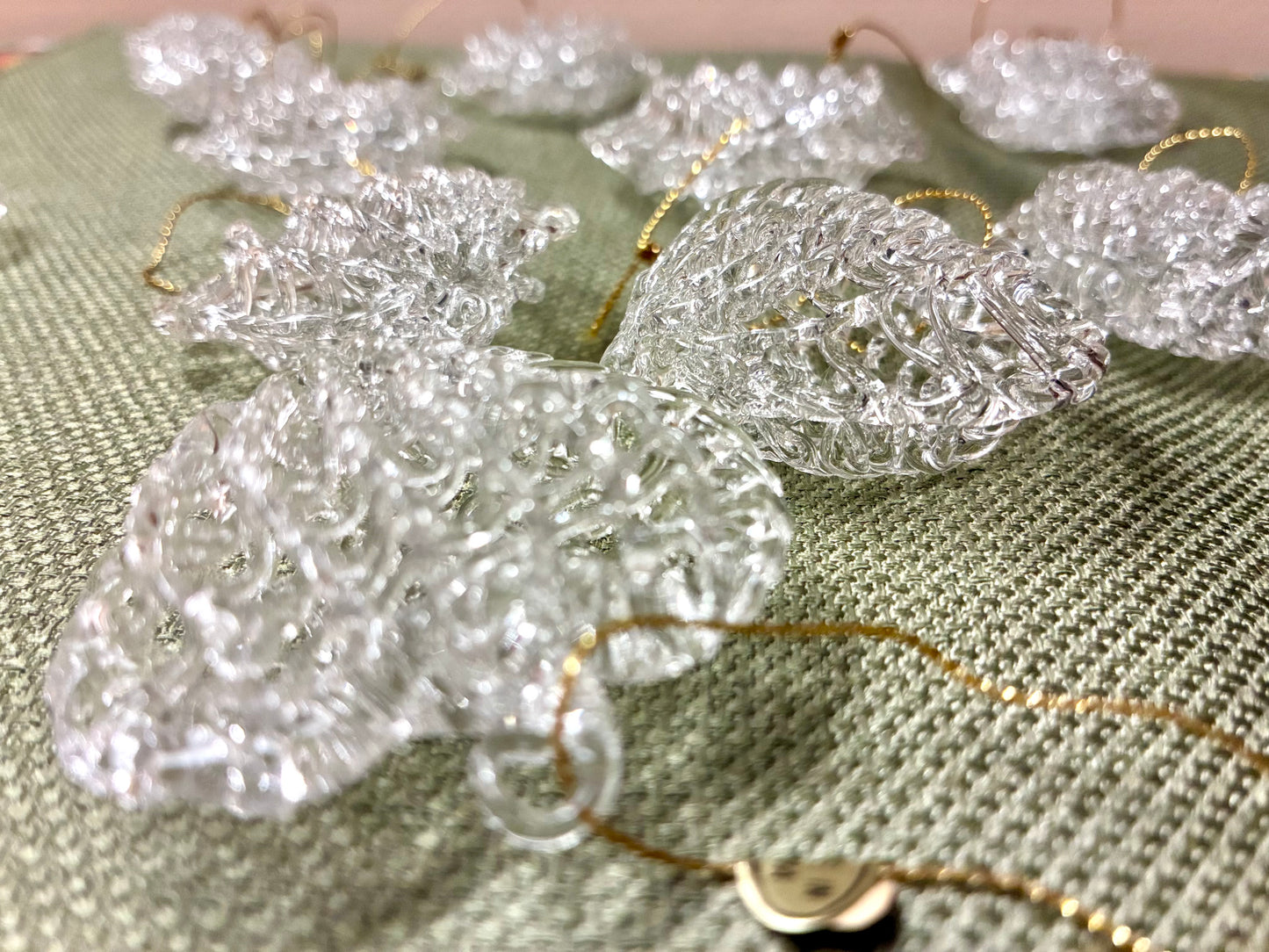 Vintage Glass heart ornaments set of 16