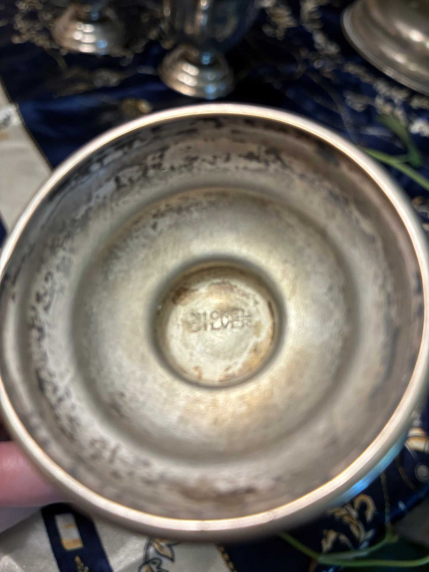 Grand Vintage nickel Silver-Plated Punch Bowl Set (Bowl and 8 Cups)