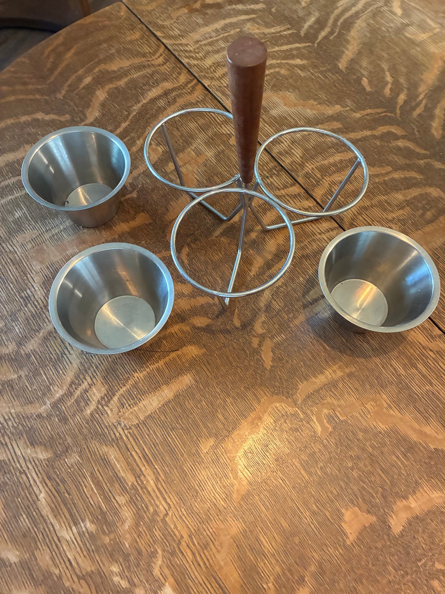 Vintage stainless steel condiment ramelin caddy