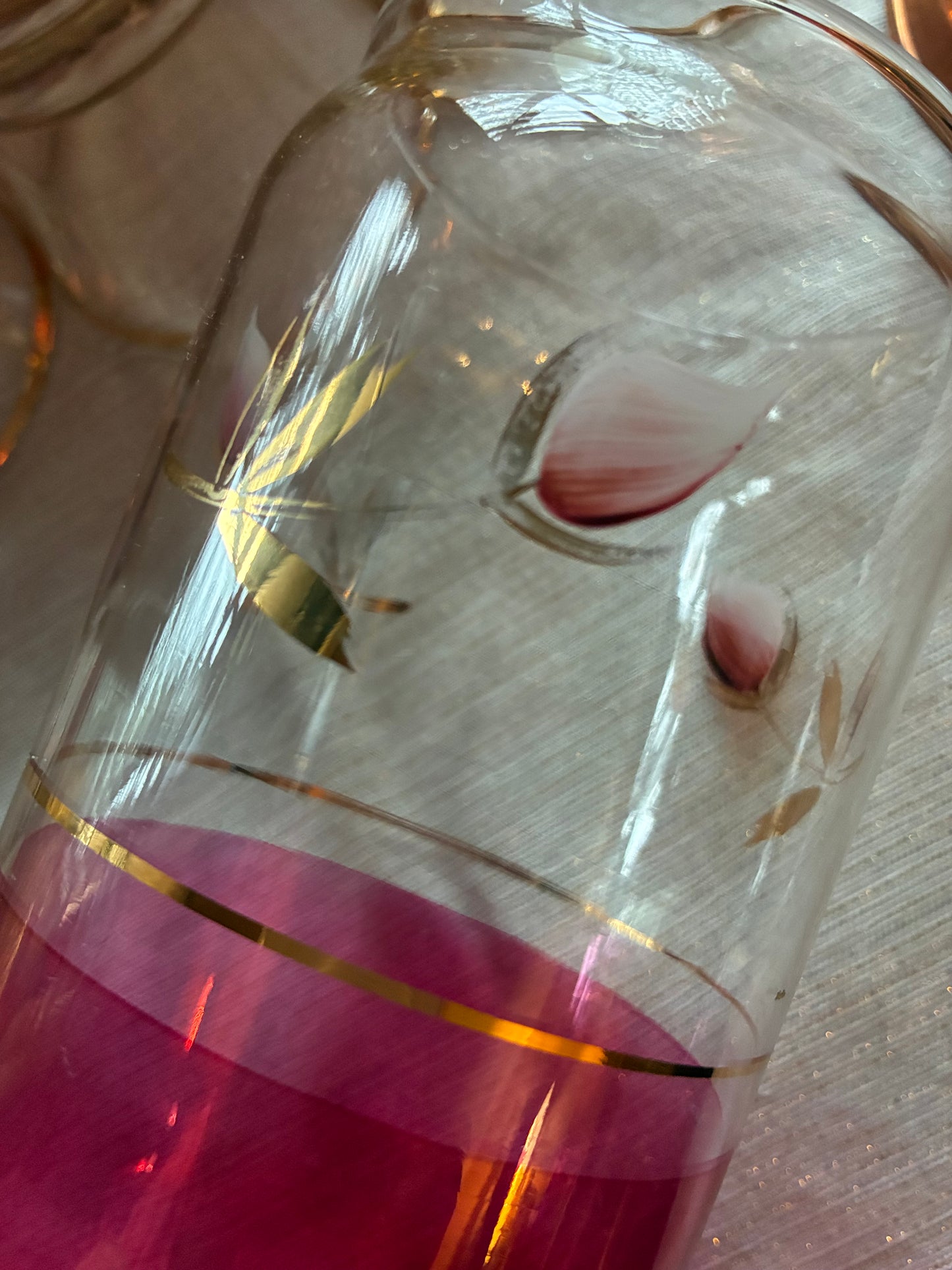 Cranberry glass decanter