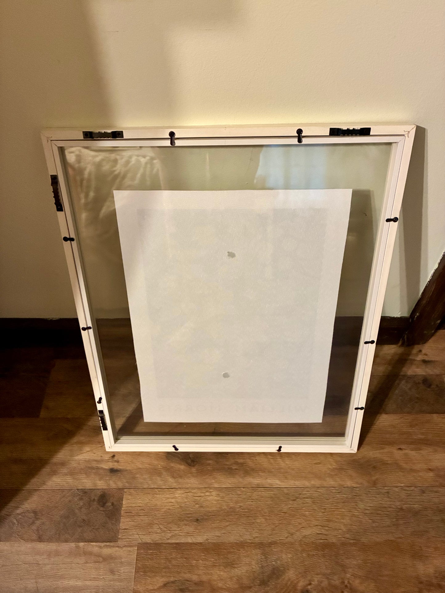 Framed pair of William Morris canvas prints under glass