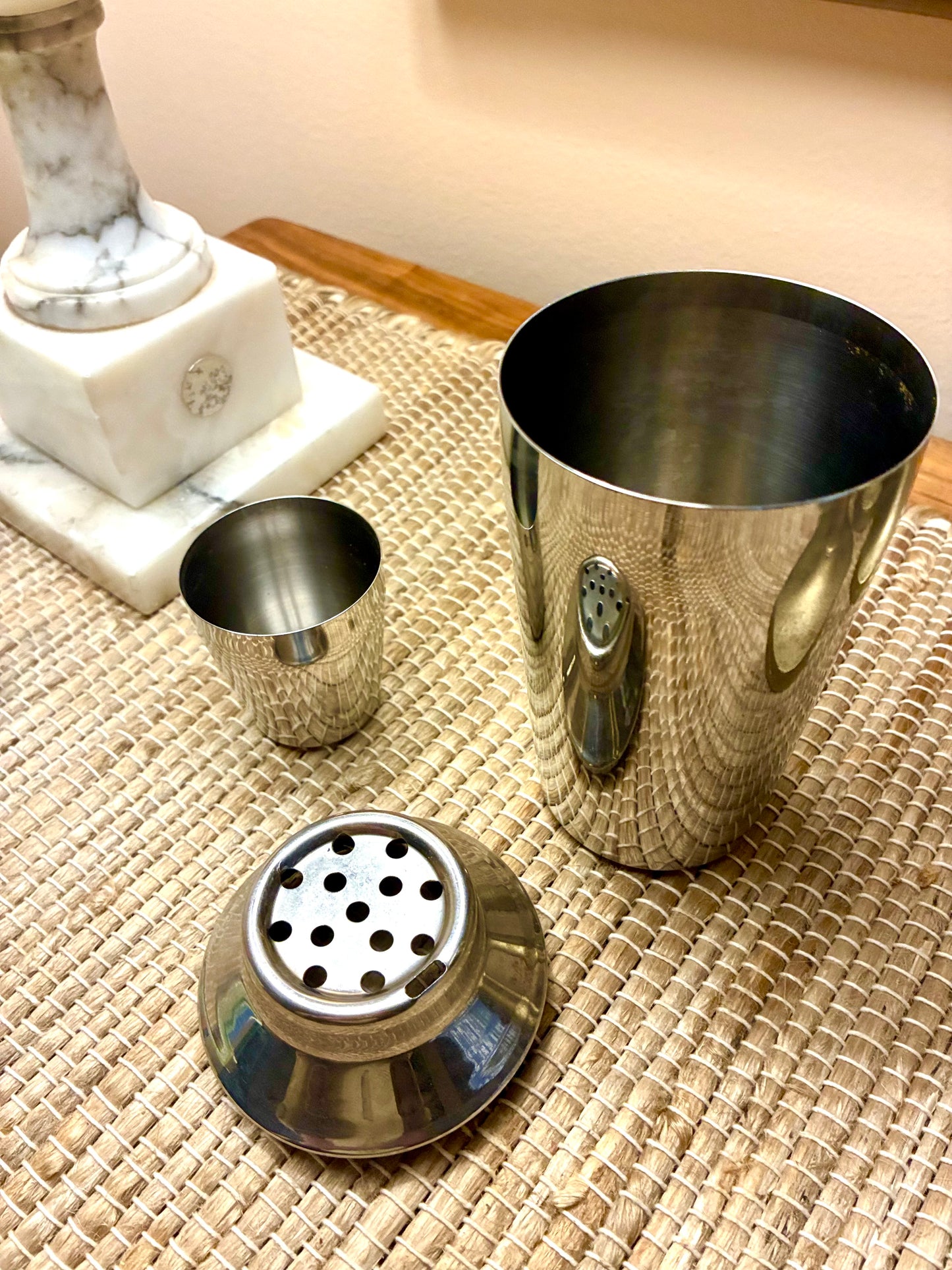 Silver chrome cocktail shaker