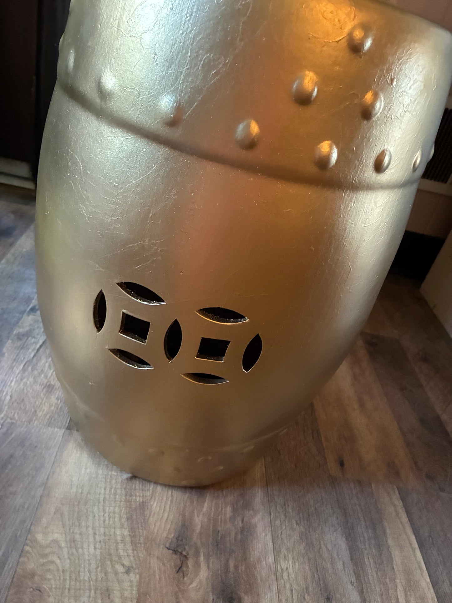 Chinese ceramic garden stool in gold