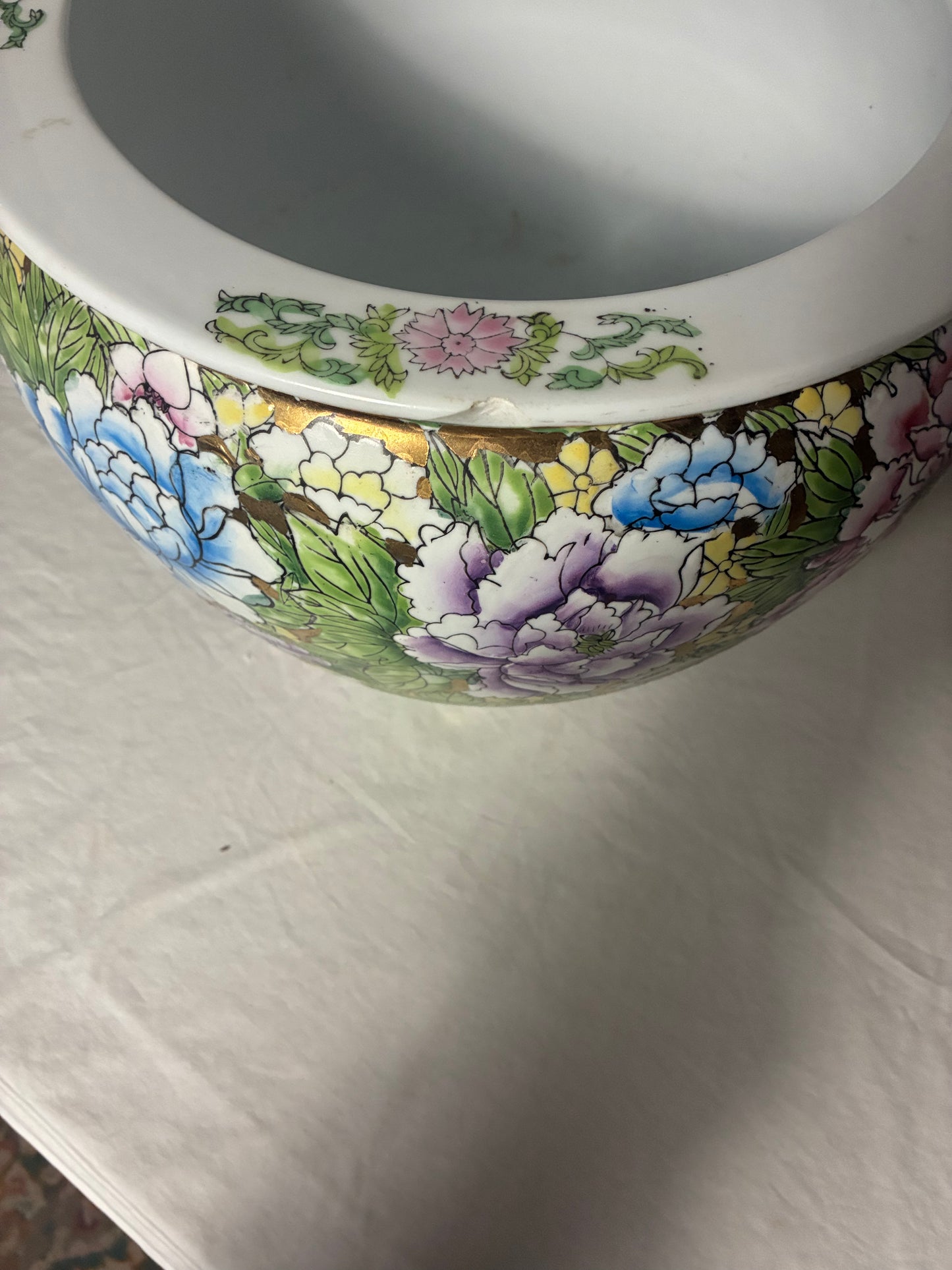 Famille rose vintage porcelain planter