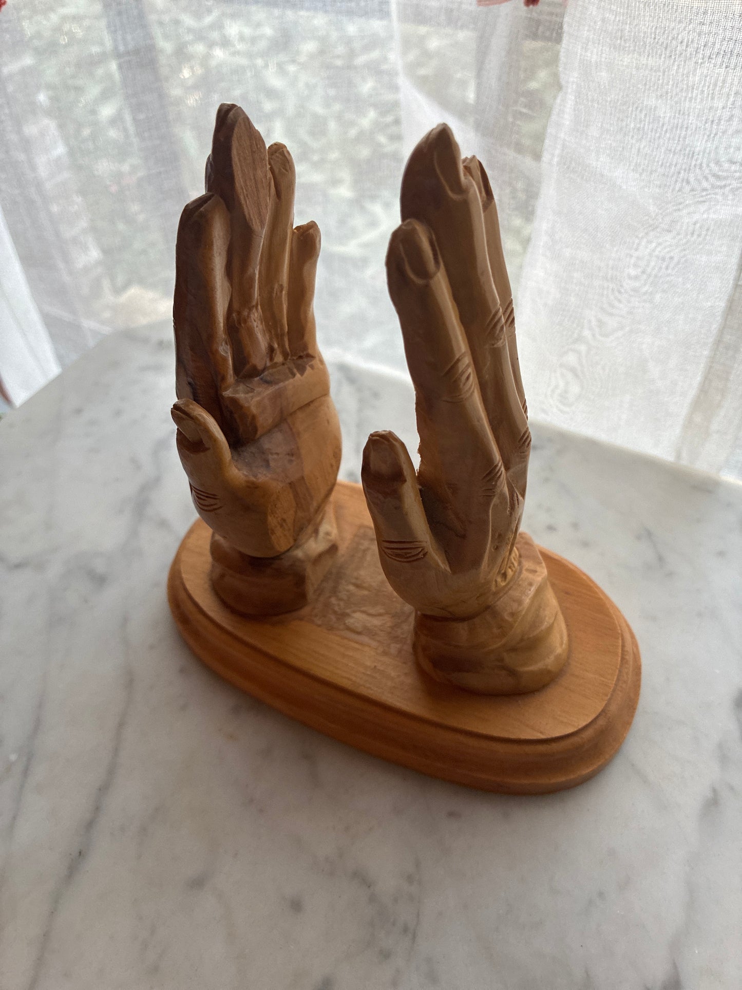 Olive wood hand carved Bible holder praying hands
