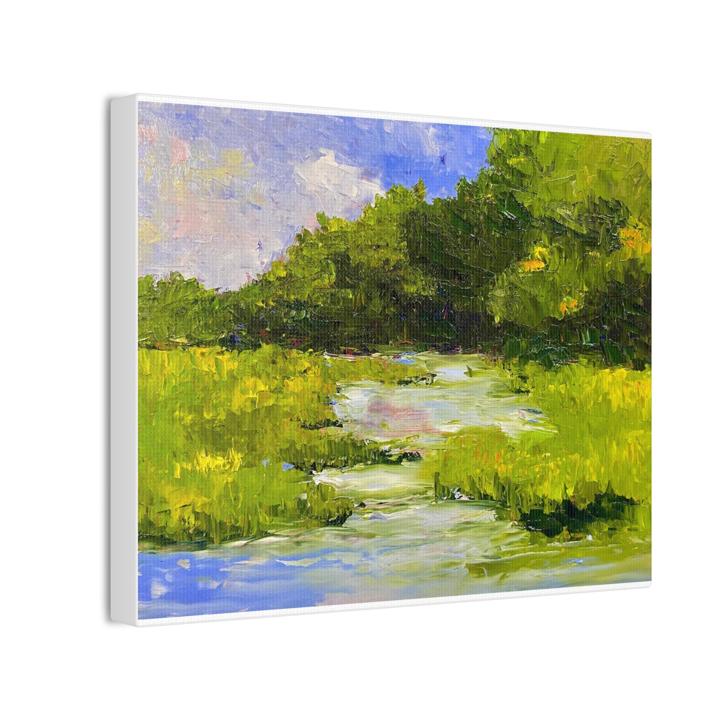 Impressionist Green Meadow Canvas Wall Art – Stretched 0.75"