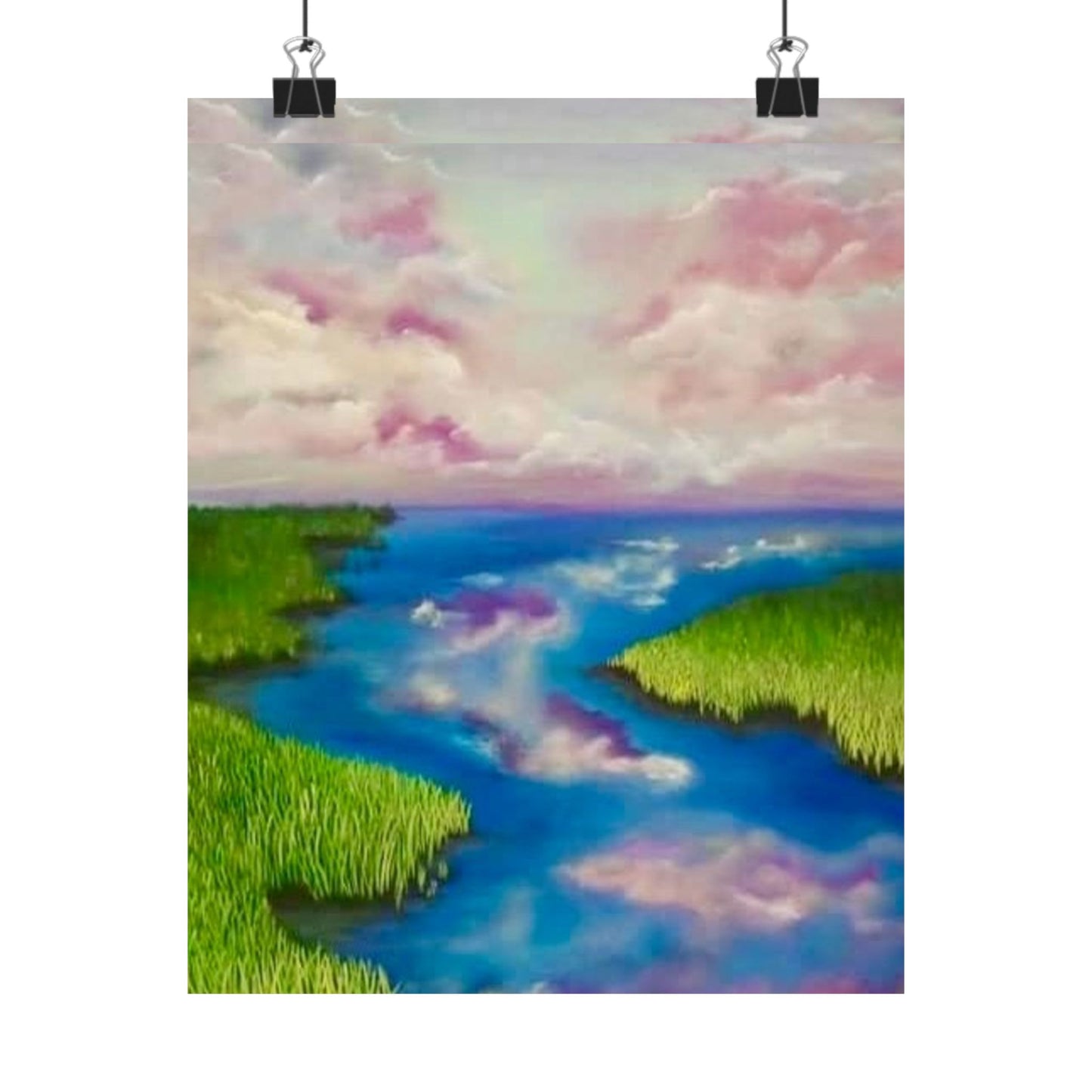 Matte Poster — Pastel Marshland River Landscape Print