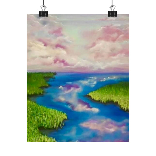 Matte Poster — Pastel Marshland River Landscape Print
