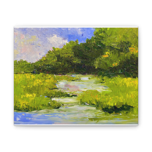 Impressionist Green Meadow Canvas Wall Art – Stretched 0.75"