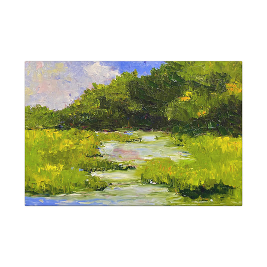 Landscape Canvas Art Wrap — Serene Meadow Oil-Style Wall Art 1.6"