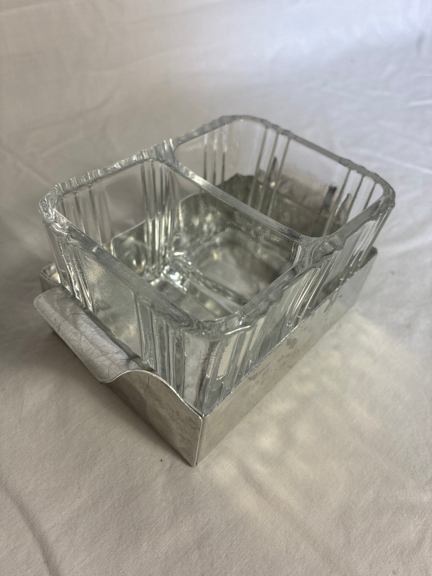 Hammered aluminum relish dish