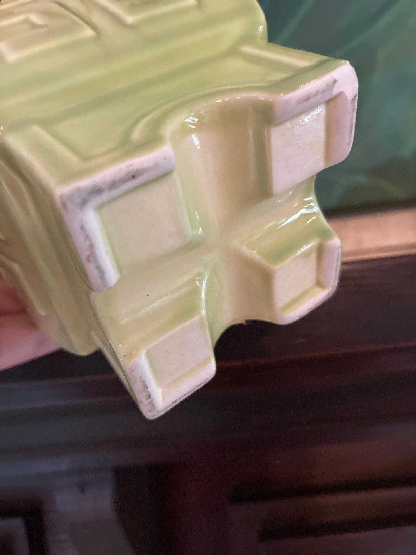 Vintage MCM Roselane vase in pale chartreuse