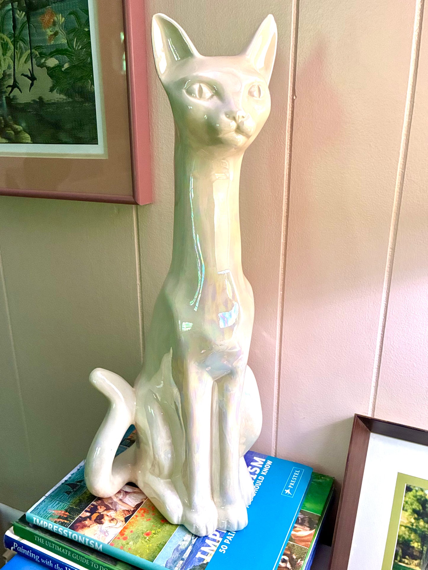Vintage lustreware cat figurine