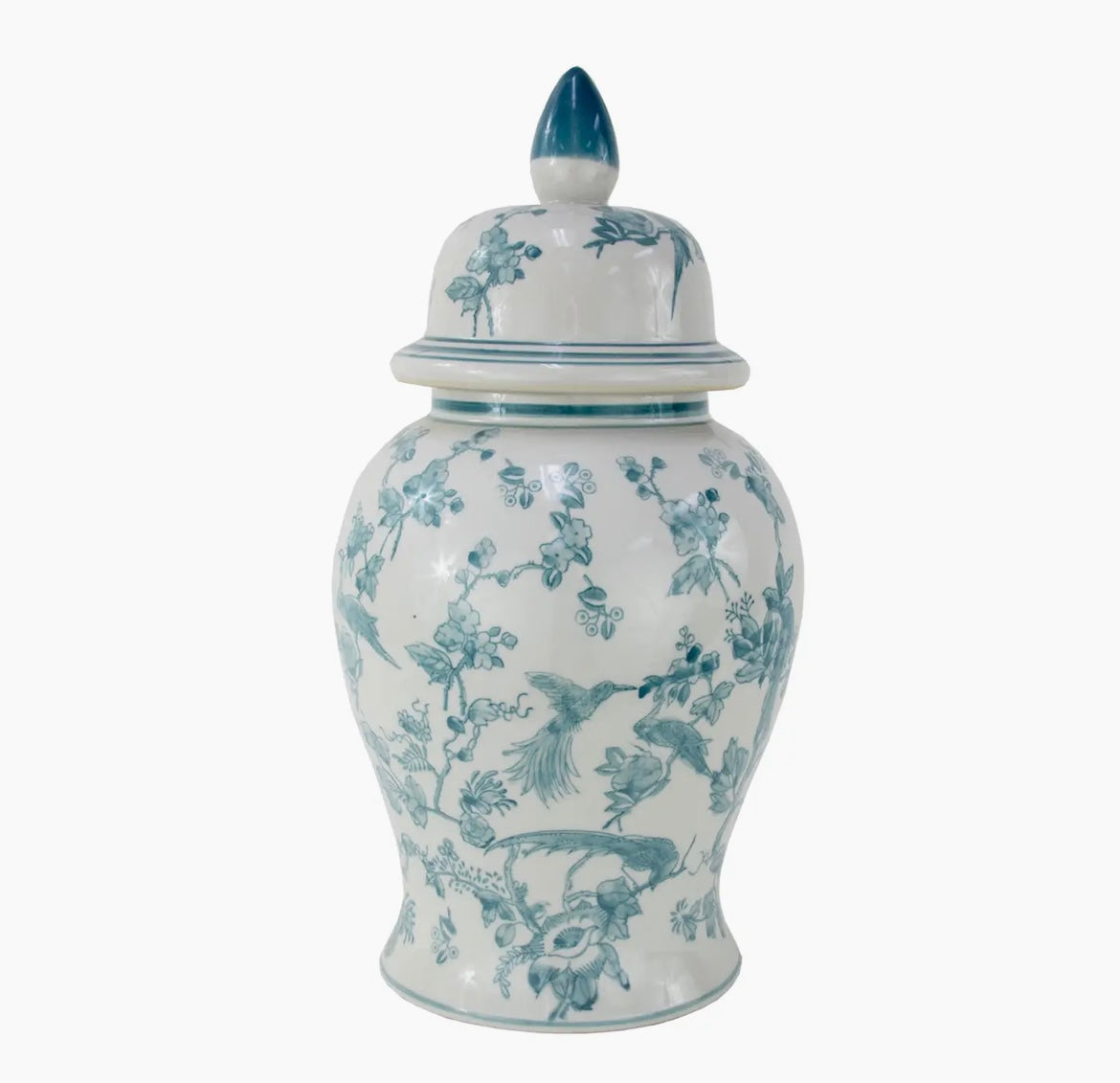 Turquoise & White Chinoiserie Ginger Jar – Classic Floral Motif