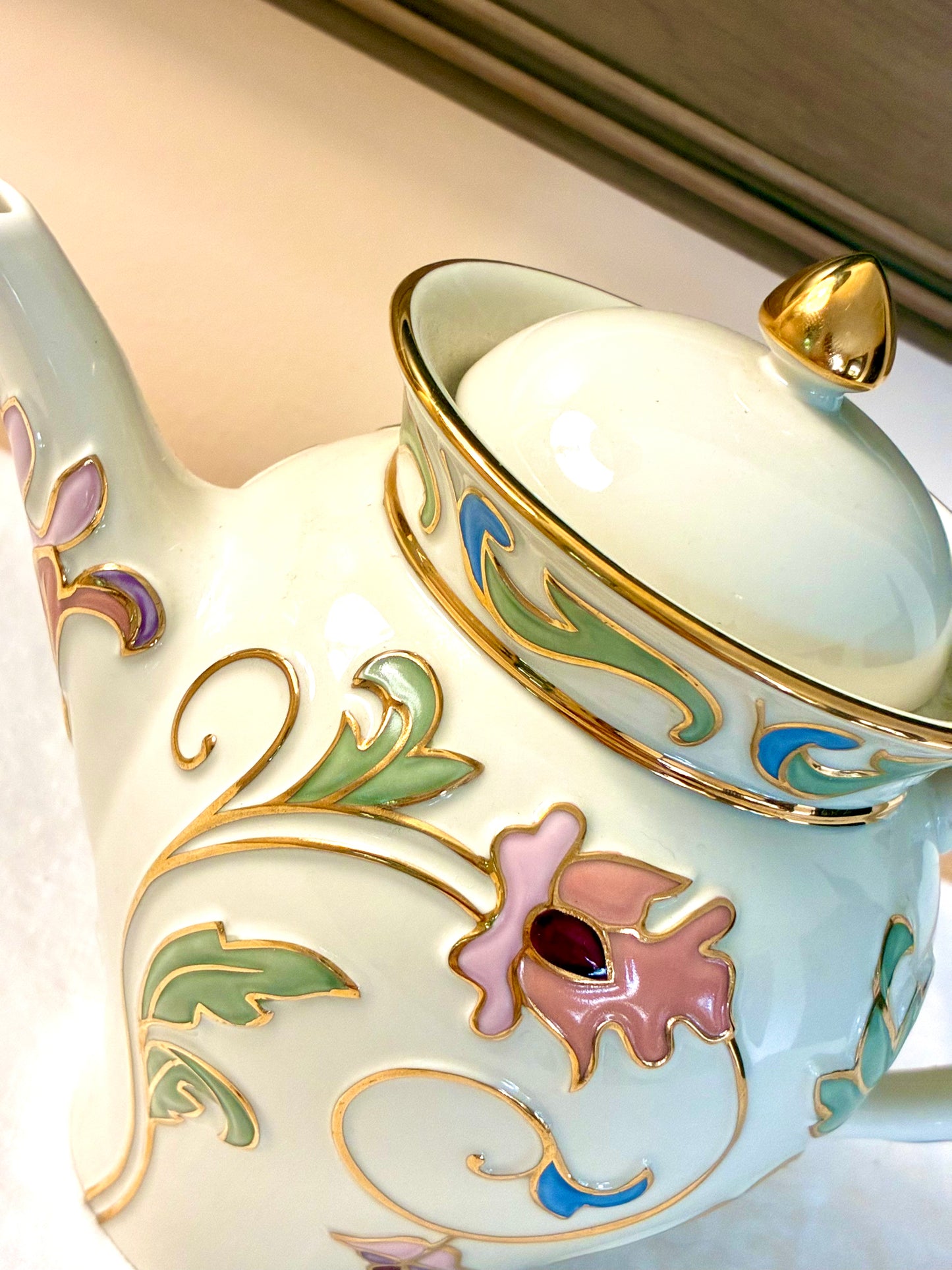 Gilded garden teapot by Lenox