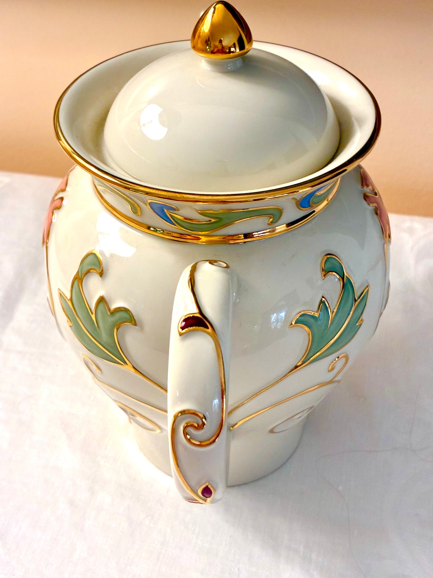 Gilded garden teapot by Lenox