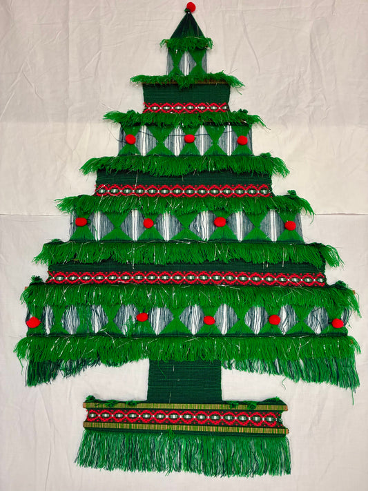 Vintage macrame Christmas tree wall hanging