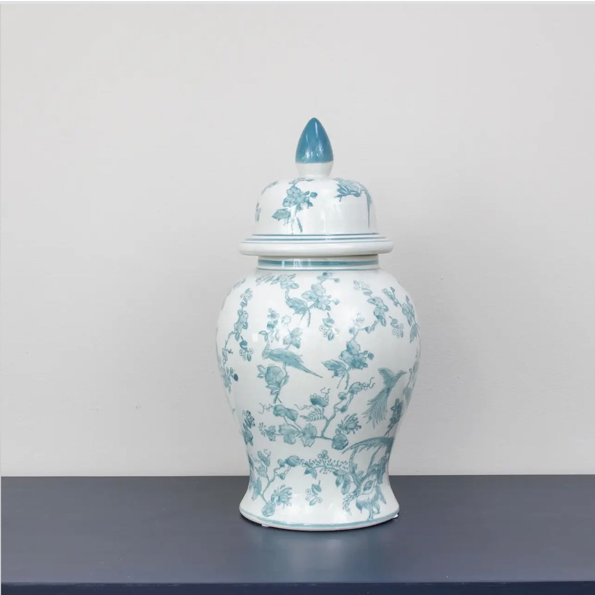 Turquoise & White Chinoiserie Ginger Jar – Classic Floral Motif