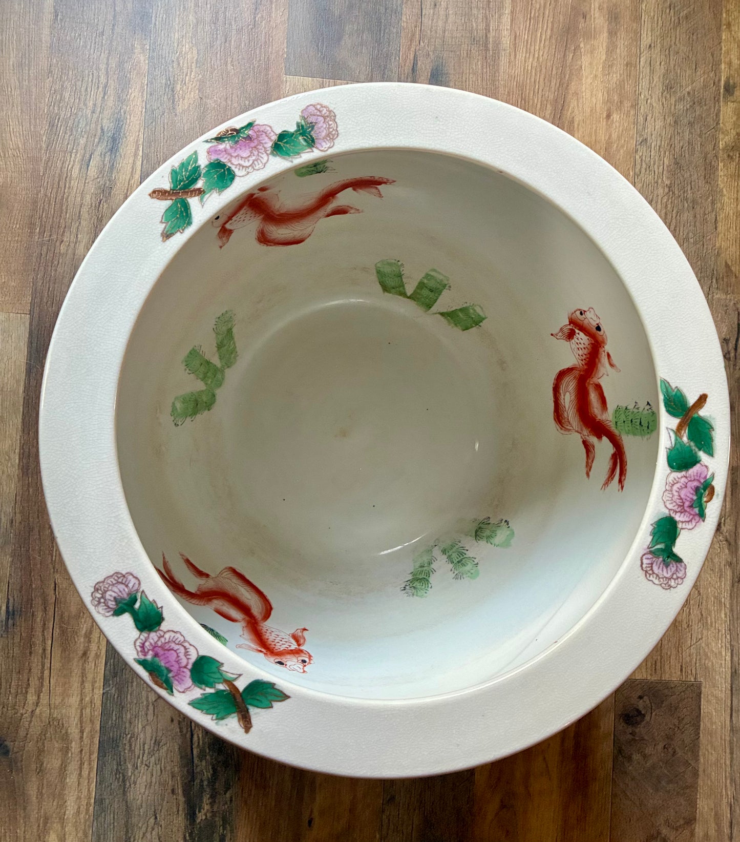 Satsuma ware koi fishbowl planter