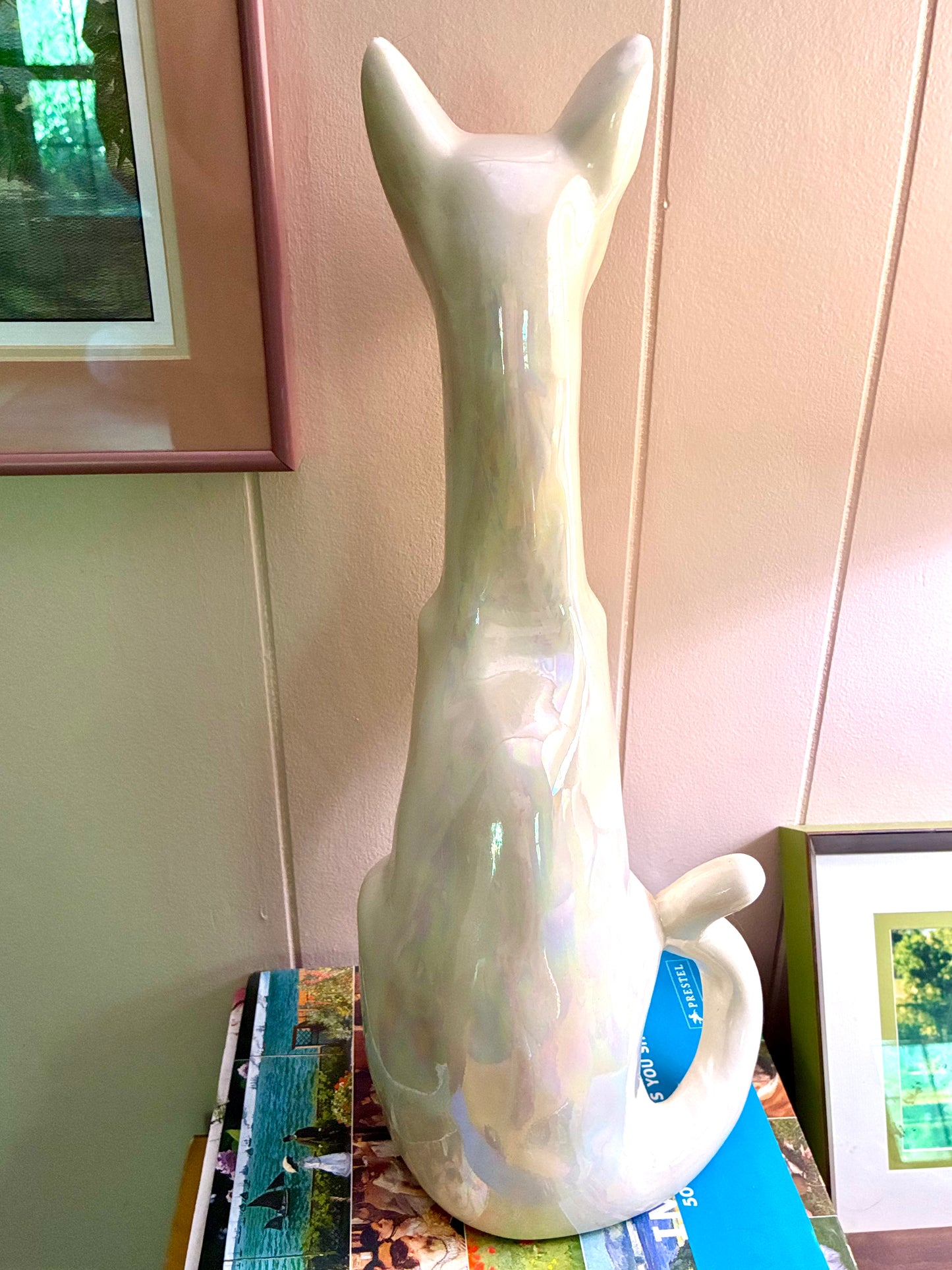 Vintage lustreware cat figurine