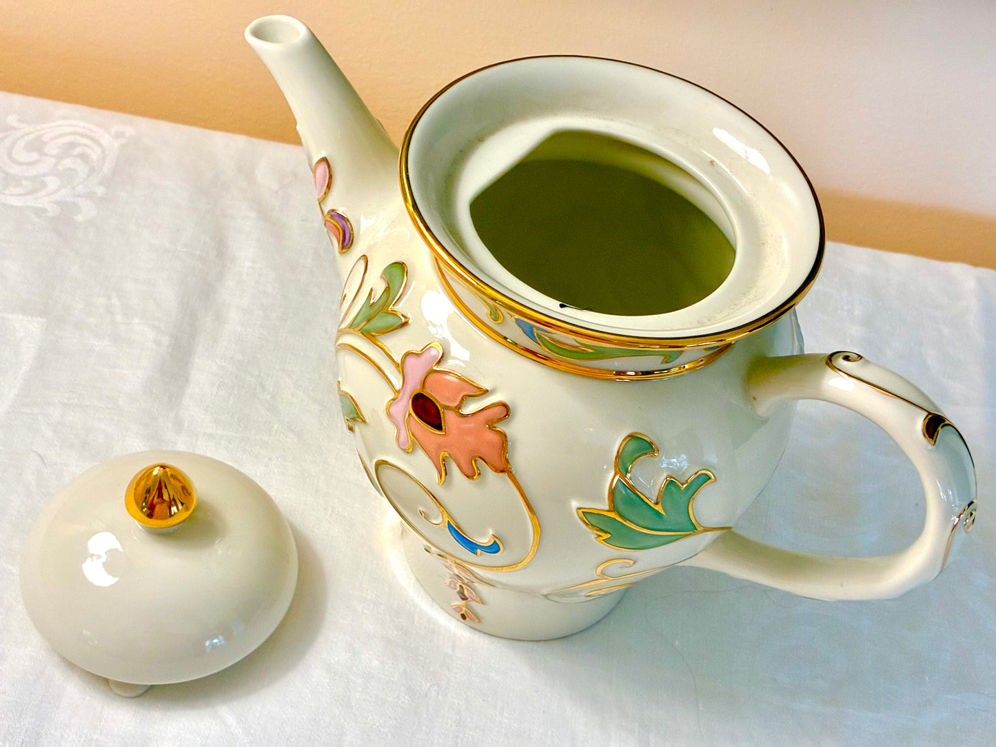 Gilded garden teapot by Lenox