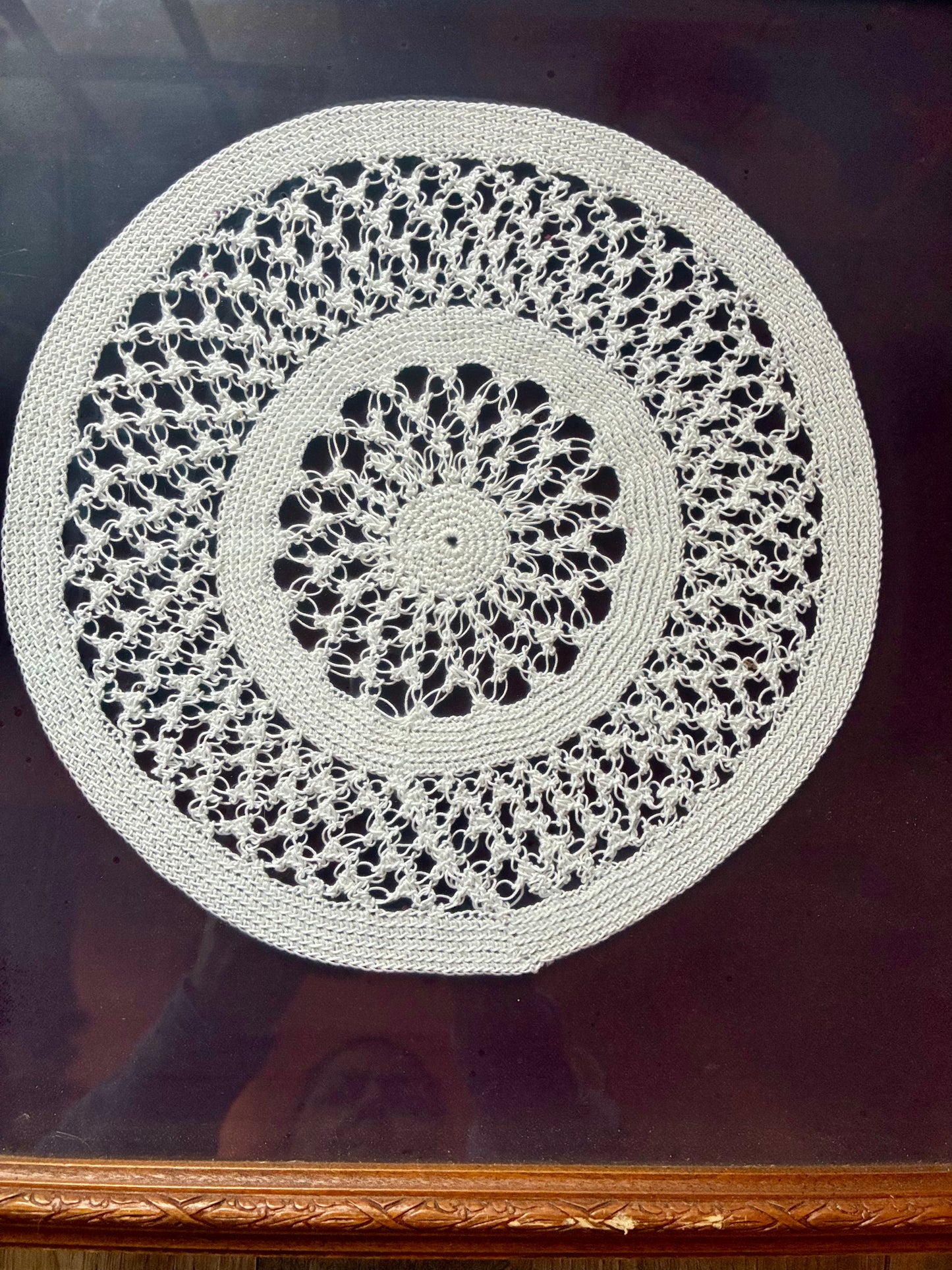 Framed crochet doily