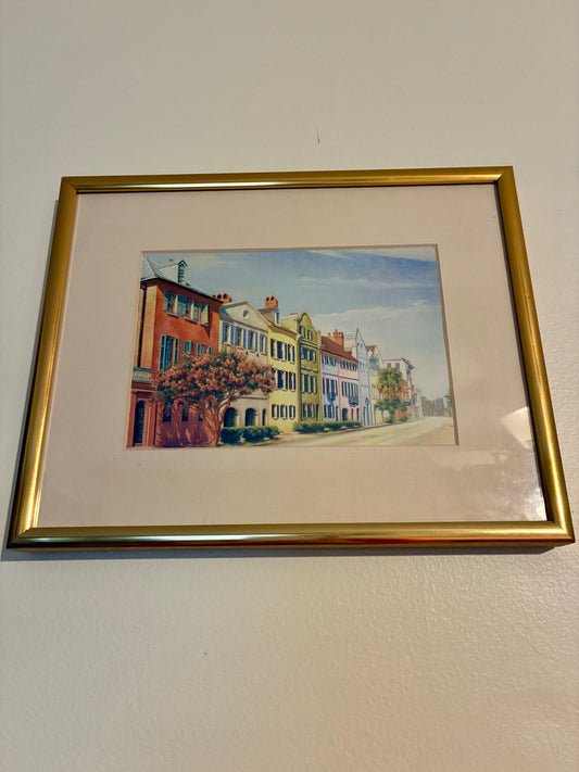 Rainbow row watercolor print