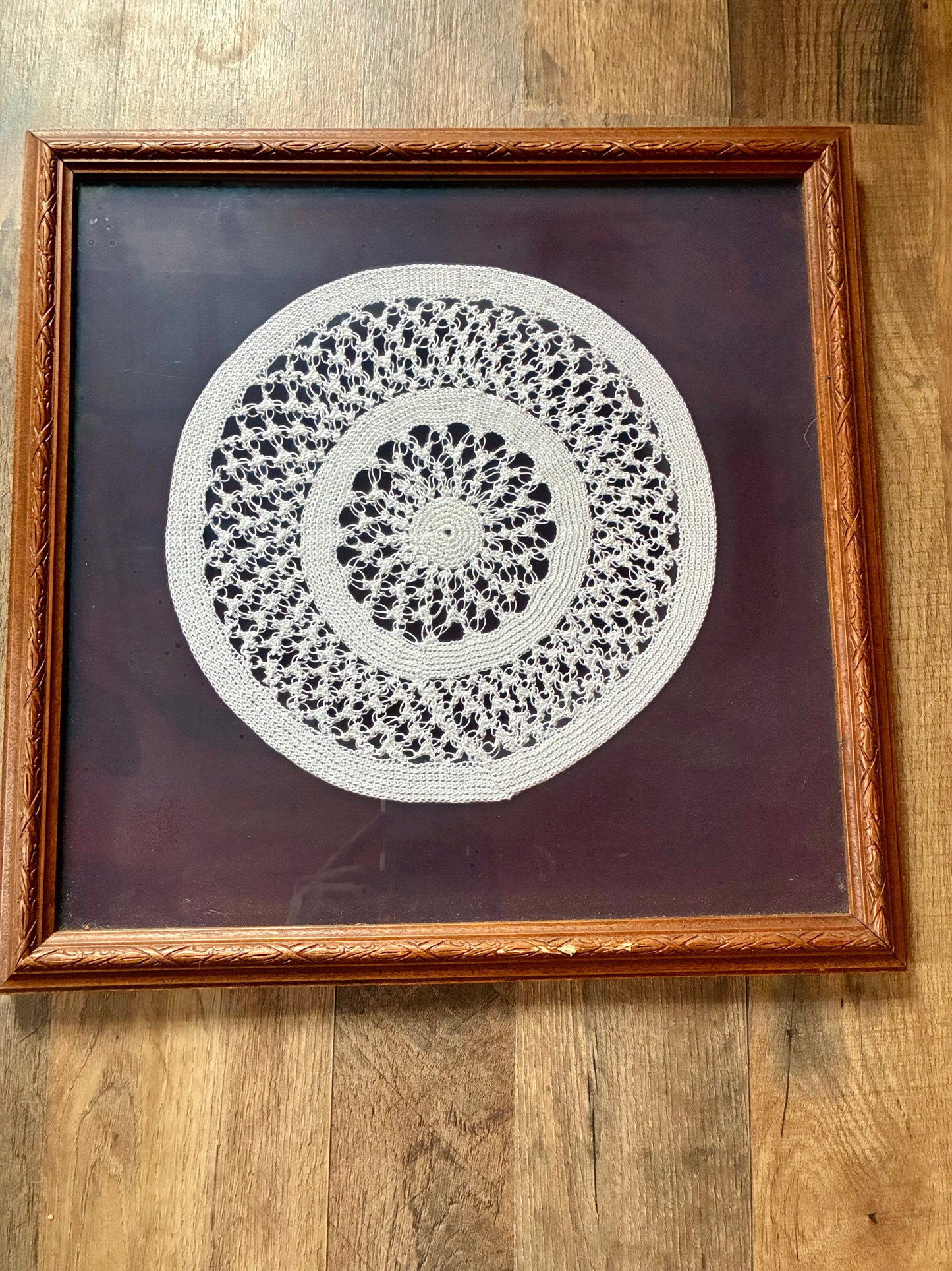 Framed crochet doily