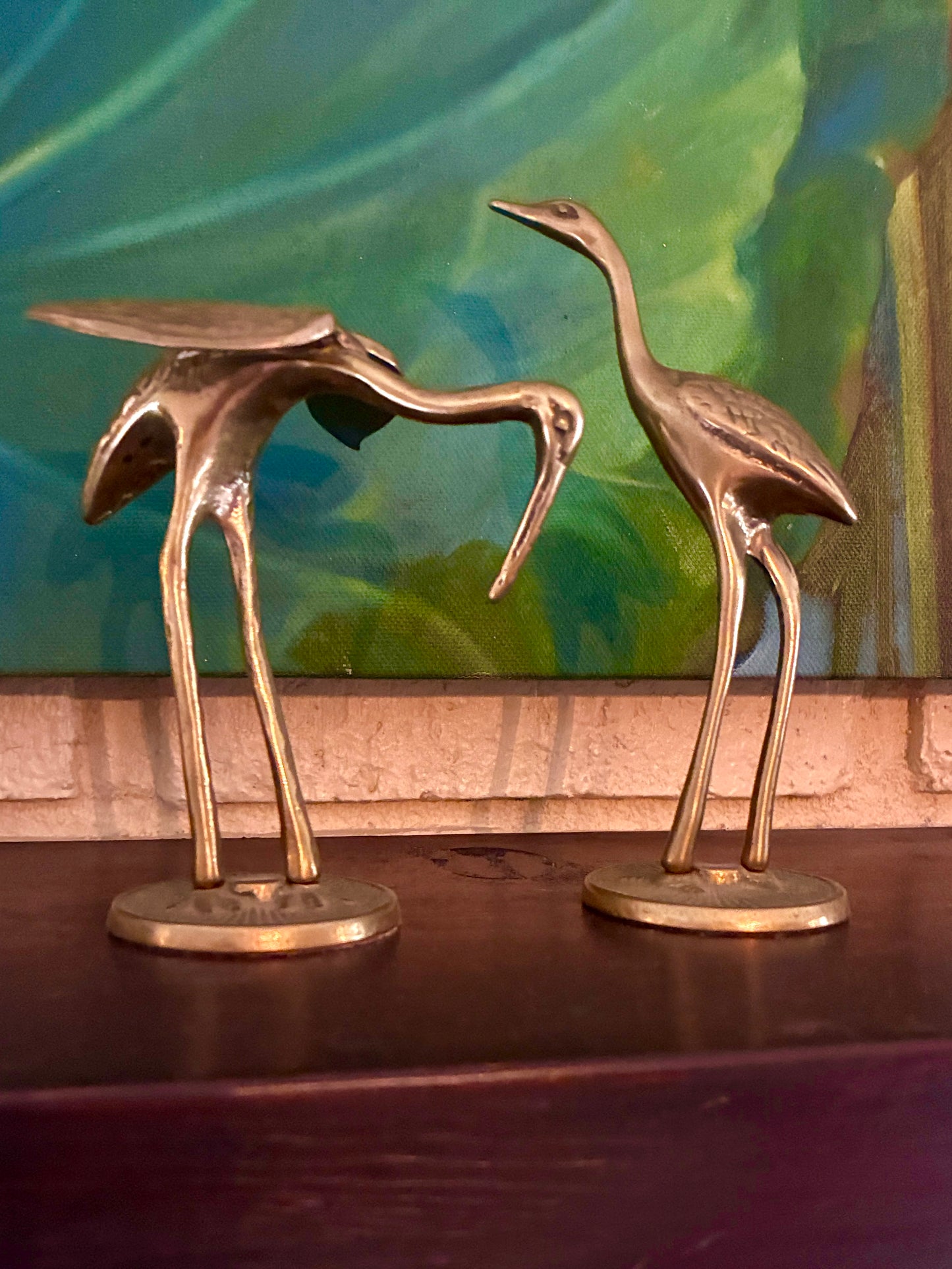 Brass cranes set of 2