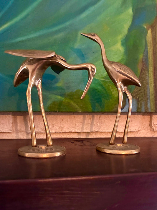 Brass cranes set of 2
