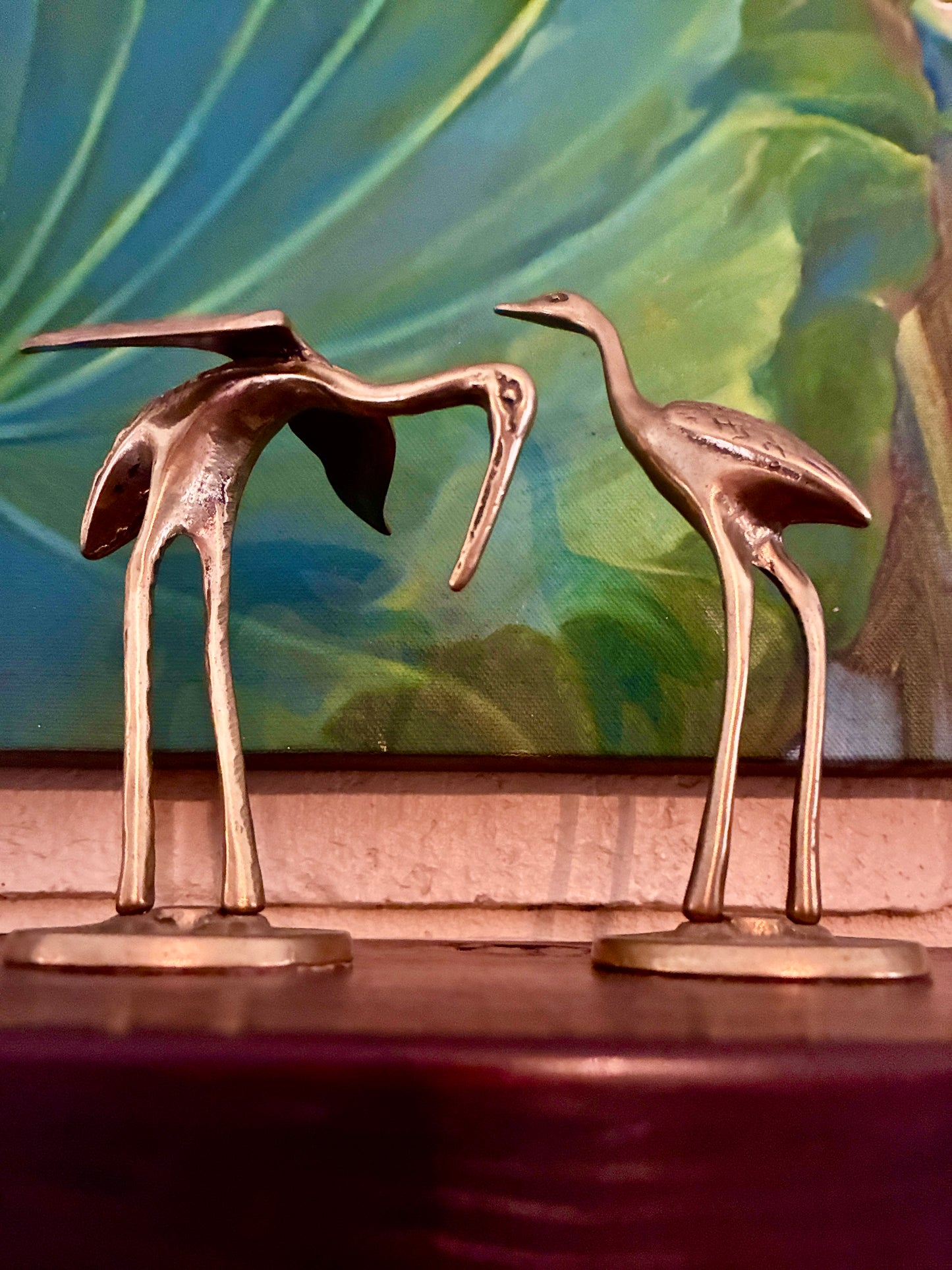 Brass cranes set of 2