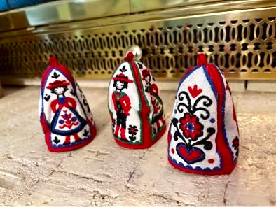 Embroidered egg cozies