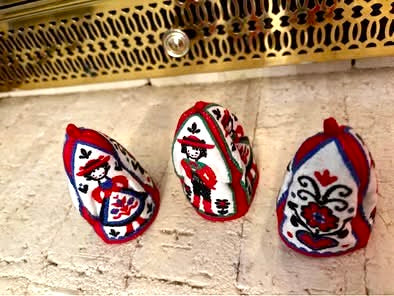 Embroidered egg cozies