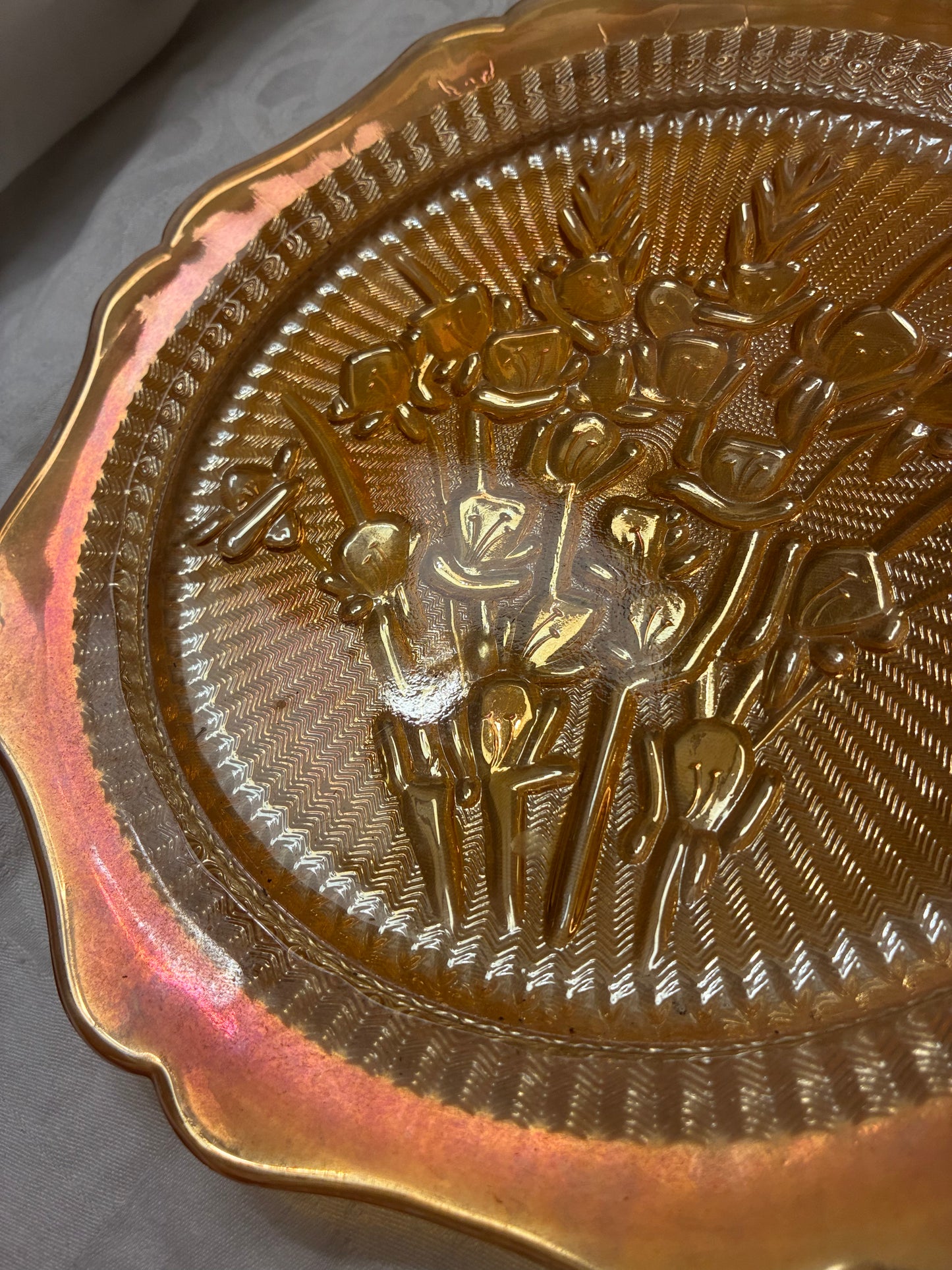 Vintage carnival glass plate