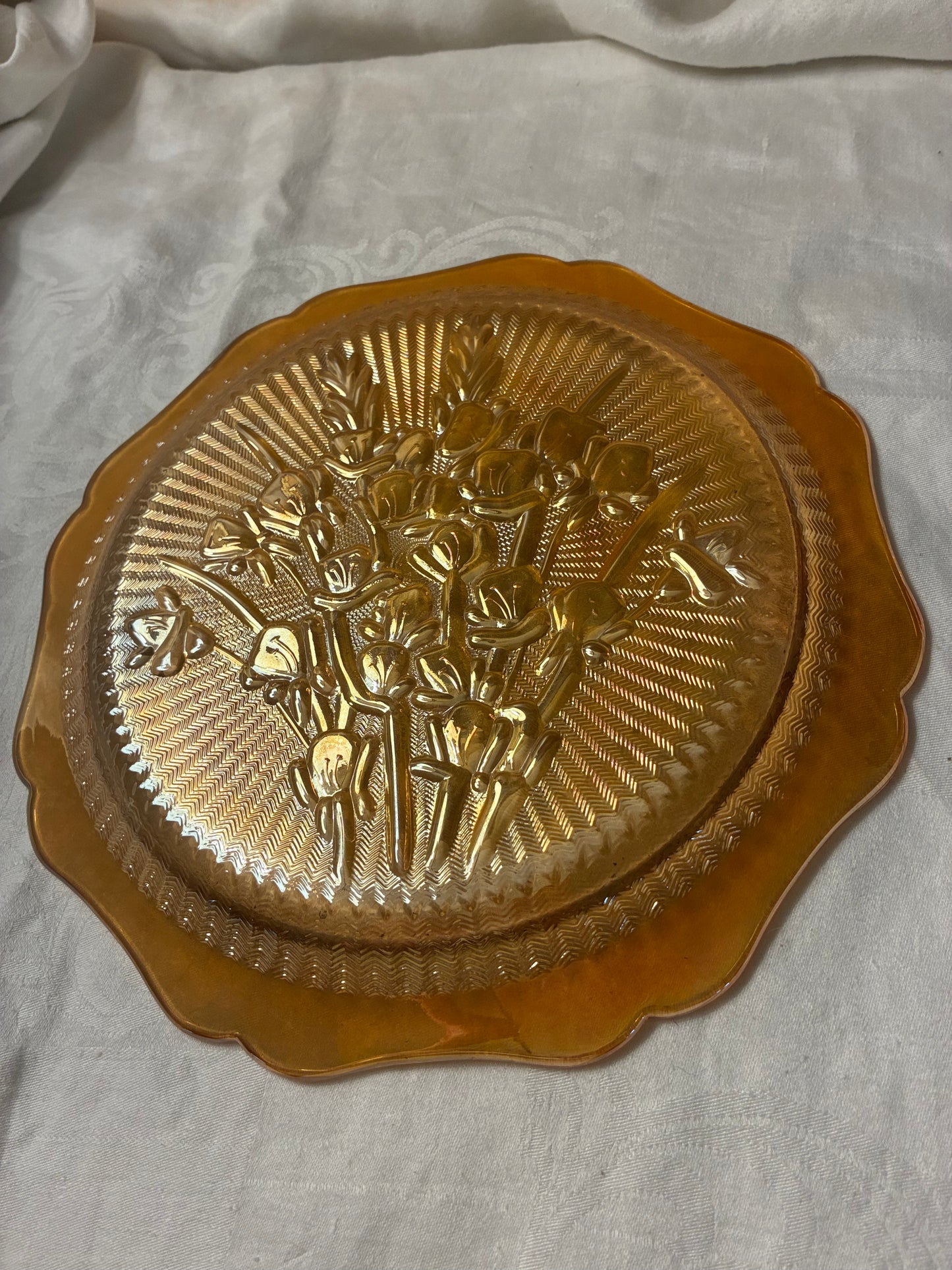 Vintage carnival glass plate
