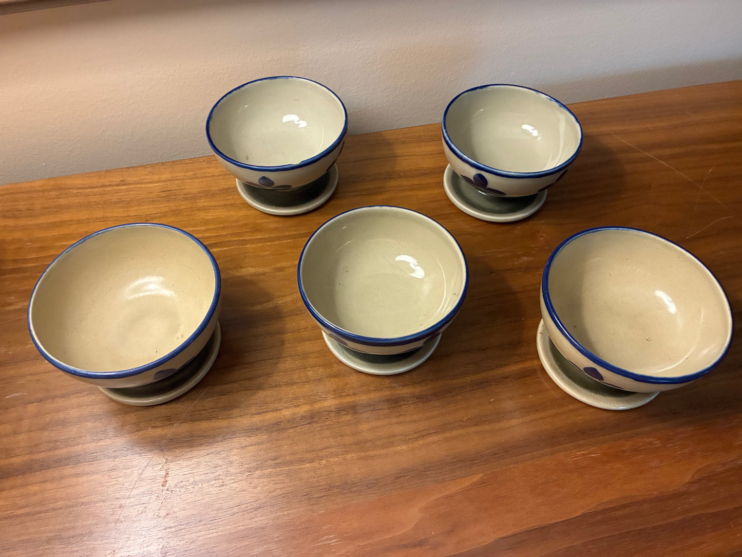Vintage pottery dessert cups set of 5