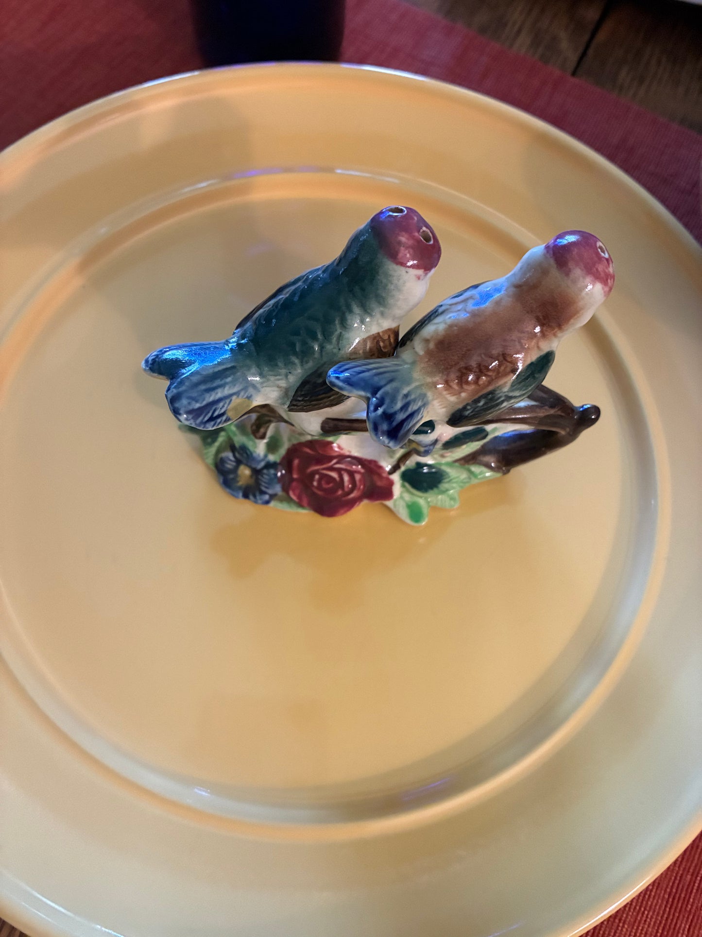 Vintage porcelain lovebird Salt & Pepper shakers