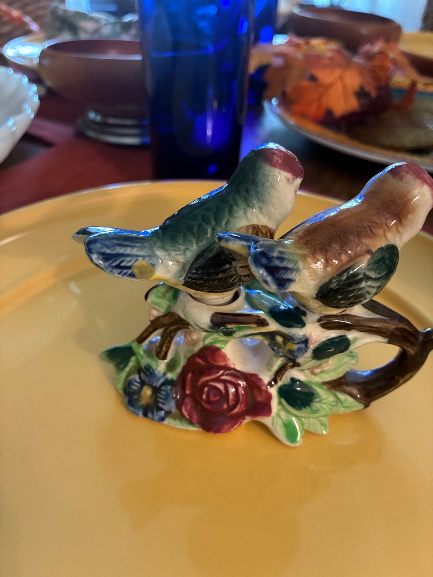 Vintage porcelain lovebird Salt & Pepper shakers