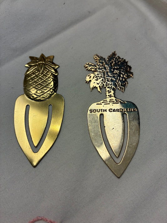 Brass bookmarks South Carolina palm and pineapple