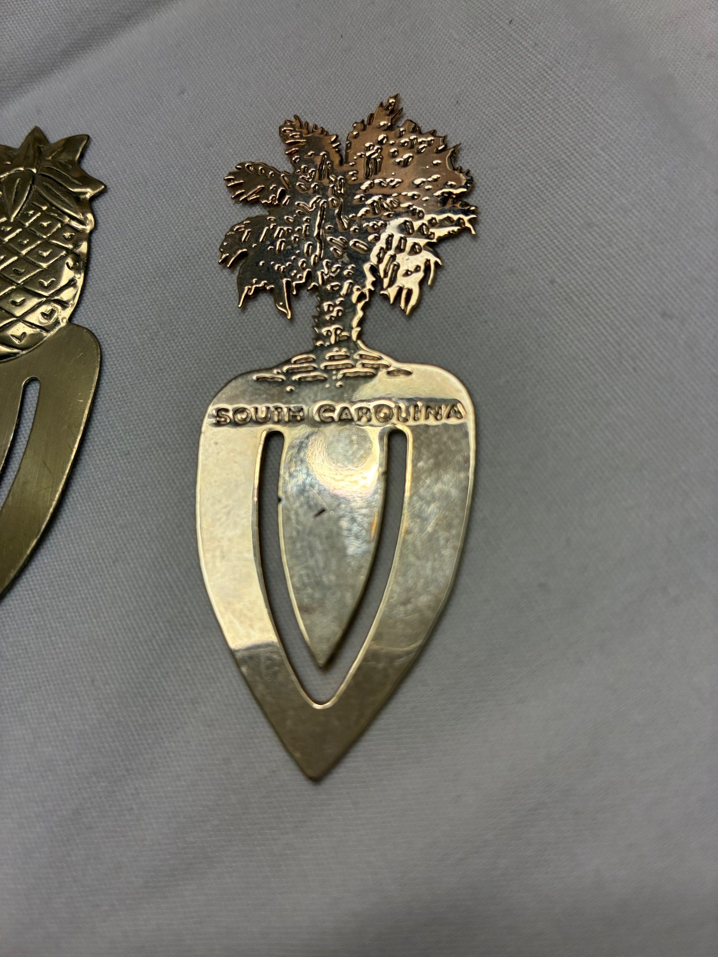 Brass bookmarks South Carolina palm and pineapple