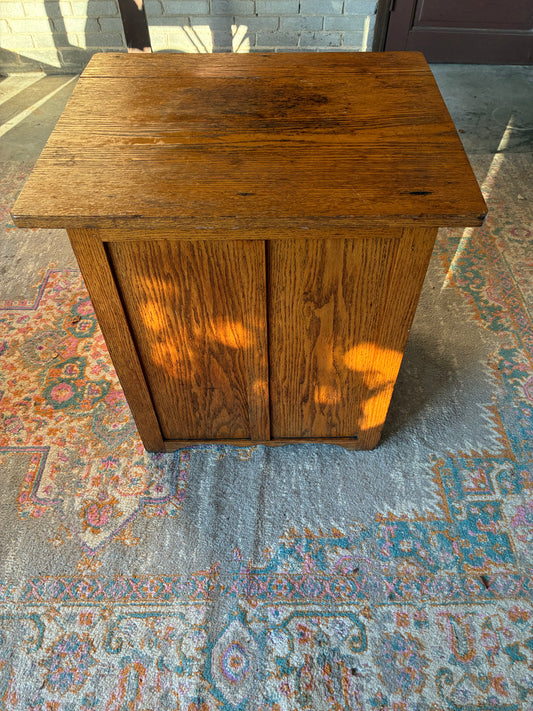 Vintage tiger oak record cabinet