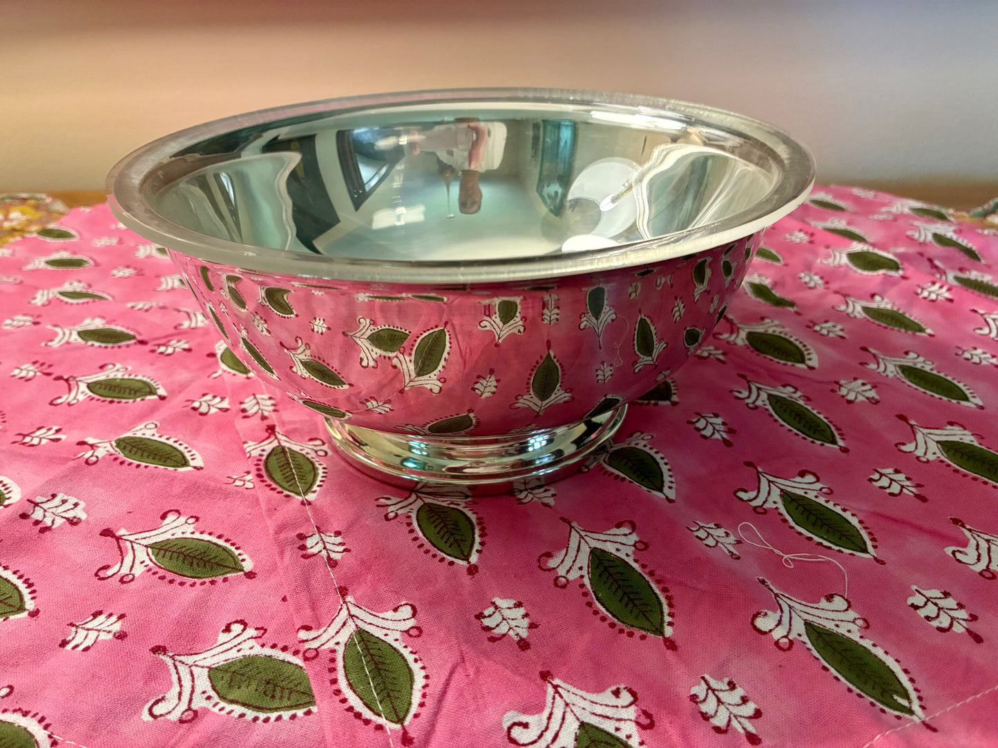 Silverplate serving tray with condiment bowl