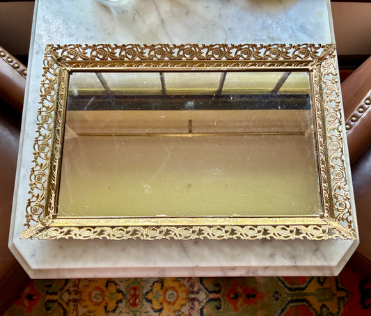 Vintage ornate mirrored tray