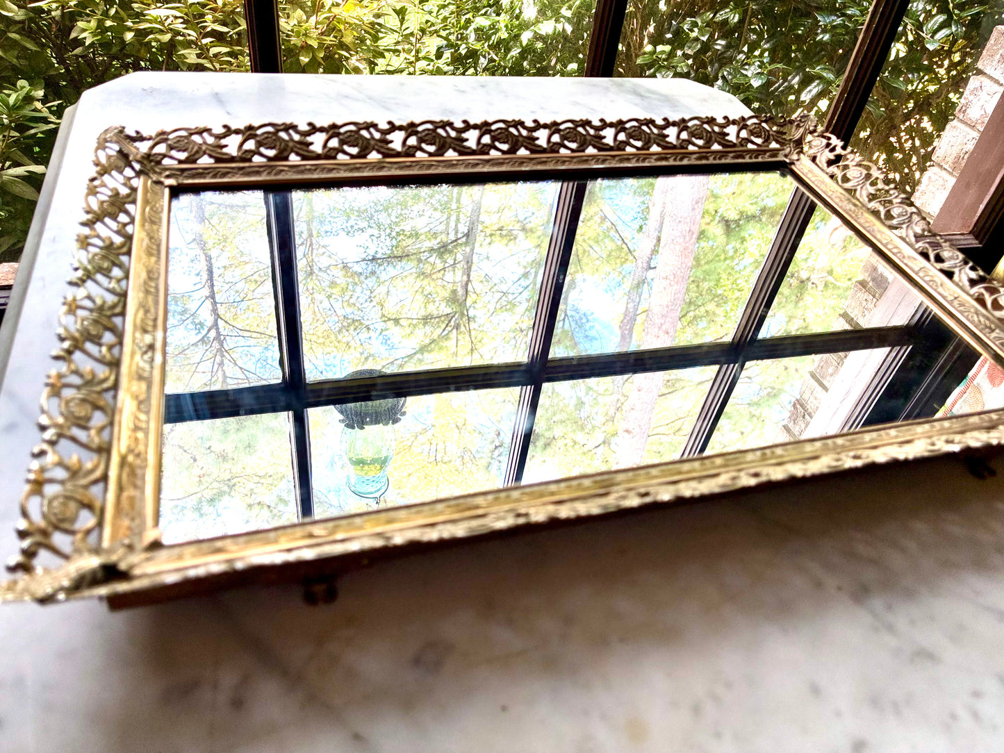 Vintage ornate mirrored tray