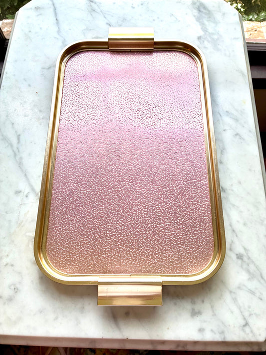 Vintage gold and pink tray