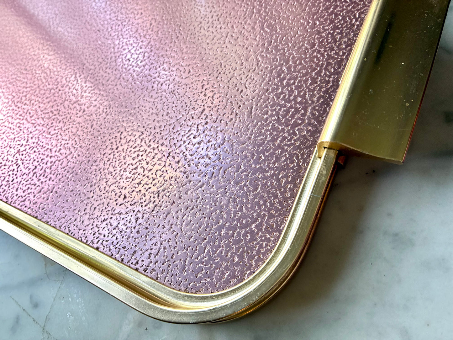 Vintage gold and pink tray