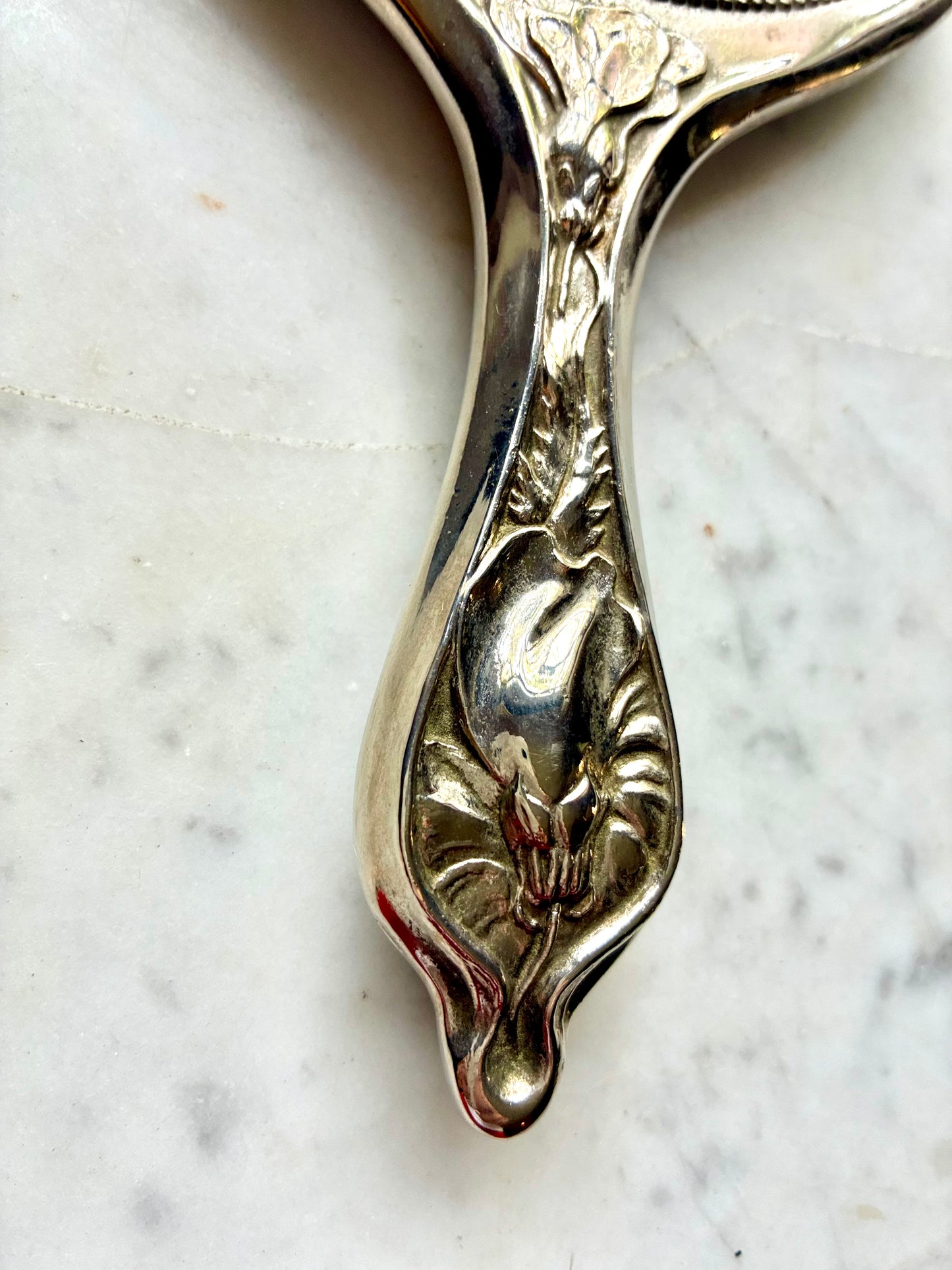 Silverplate antique hand mirror