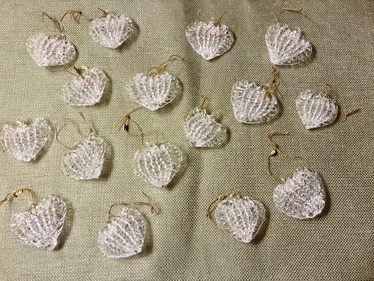 Vintage Glass heart ornaments set of 16